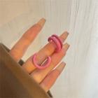 Plain Open Hoop Earring 1 Pair - Earring - Pink - One Size