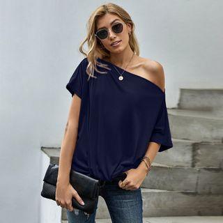 Short Sleeve One-shoulder T-shirt
