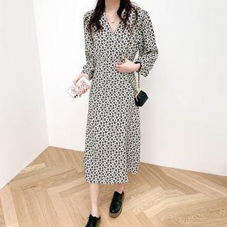 V-neck Printed Floral A-line Dress