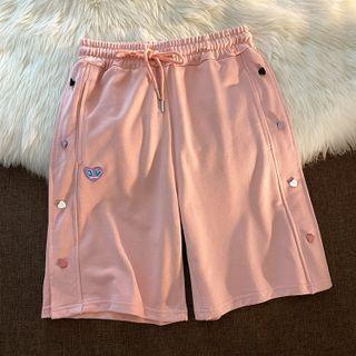 Drawstring Waist Heart Accent Shorts