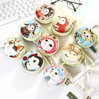Cat Print Round Coin Purse