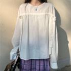 Long-sleeve Drawstring Top / Plaid Midi A-line Pleated Skirt