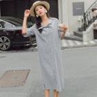 Side Slit Elbow-sleeve Dress