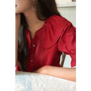 Capelet Frill-trim Plain Blouse