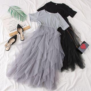 Short-sleeved Mesh-hem T-shirt Dress