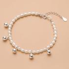 Faux Pearl Sterling Silver Bracelet White & Silver - One Size