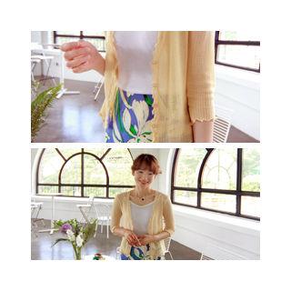 Frilled-edge V-neck Cardigan