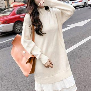 Ruffle Panel Knit Midi Dress Almond - One Size