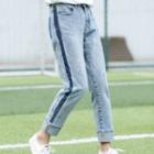 Contrast-trim Cropped Straight-fit Jeans