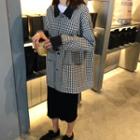 Checked Buttoned Jacket / Midi Knit Skirt