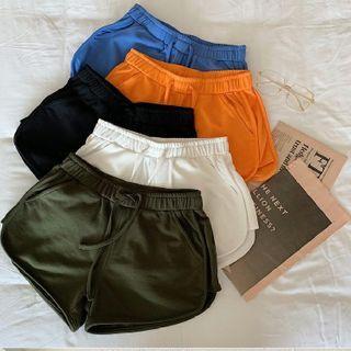 Plain High-waist Wide-leg Sweatshorts