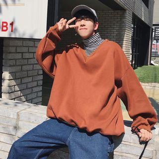 Mock-two Piece Embroidered Pullover