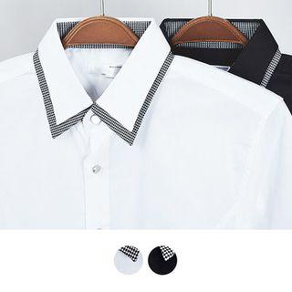 Open-placket Short-sleeve Dress Shirt