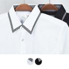 Open-placket Short-sleeve Dress Shirt