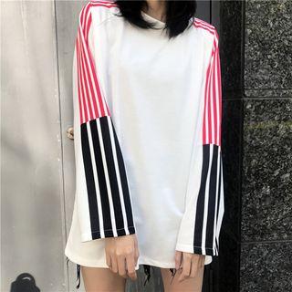 Striped Round Neck Loose-fit Pullover