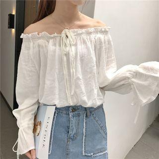 Frilled Bell Long-sleeve Chiffon Top