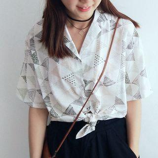 Short-sleeve Triangle Print Shirt