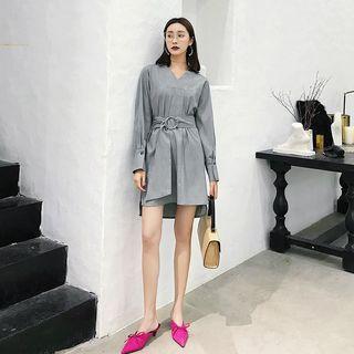 Long-sleeve Dress With Belt