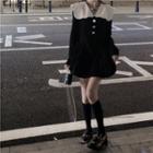 Long-sleeve Wide-collar Mini A-line Dress