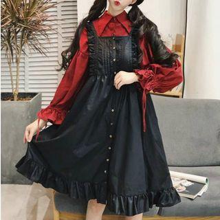 3/4-sleeve Shirt / Sleeveless Frill-trim Lolita Dress