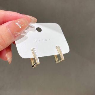 Geometric Hoop Earring 1 Pair - White - One Size