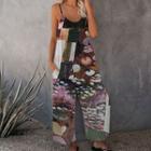 Spaghetti-strap Print Wide-leg Jumpsuit