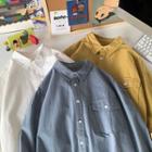 Pocket-front Elbow-sleeve Oversize Shirt
