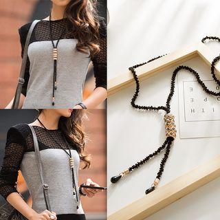 Crystal Drop Pendant Long Necklace