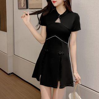 Set: Cutout Slit Mini A-line Dress + Shorts