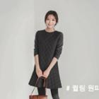 Ruffle-hem Quilted-front Dress