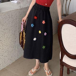 Flower Detail A-line Midi Skirt