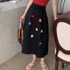 Flower Detail A-line Midi Skirt