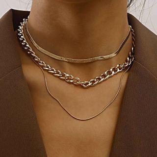 Layered Alloy Choker 1 Pc - Gold - One Size