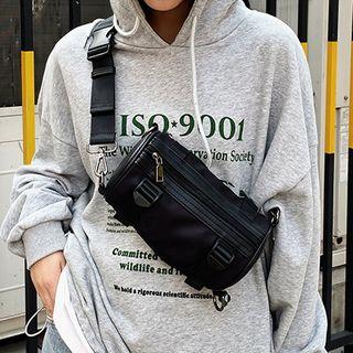 Faux Leather Sling Bag 6819 - Black - One Size