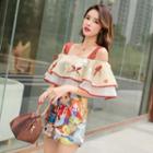 Printed Cold Shoulder Playsuit
