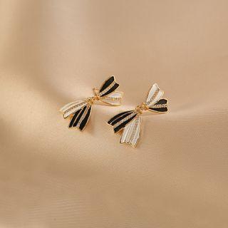 Rhinestone Bow Stud Earring 1 Pair - White - One Size