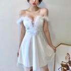 Frayed A-line Mini Dress