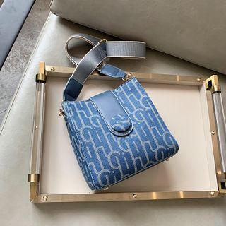 Patterned Denim Bucket Bag