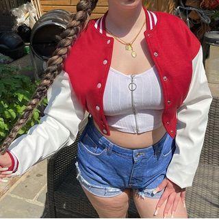 Two-tone Oversized Cropped Jacket