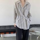 Striped Long-sleeve Loose-fit Shirt - 3 Colors