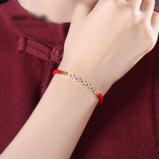 Rhinestone Red String Bracelet Red & Gold - One Size