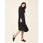 Round-neck Striped Midi Dress