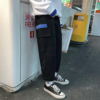 Embroidered Label Cropped Cargo Pants