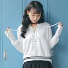 Lace-up Hoodie White - One Size