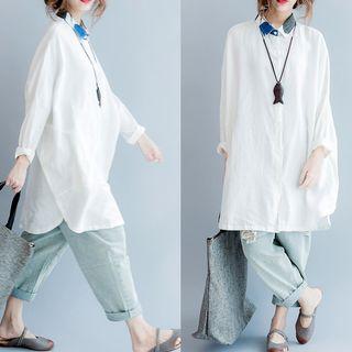 Panel Print Long-sleeve Blouse