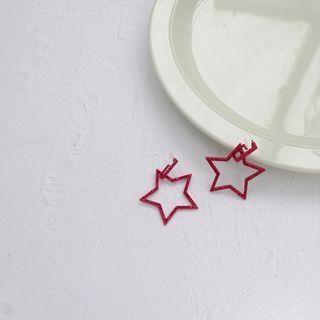 Alloy Star Dangle Earring 1 Pair - 925 Silver - Red - One Size