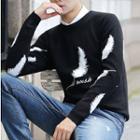 Long-sleeve Feather Pattern Sweater