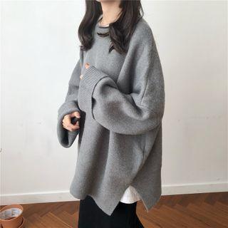 Plain Split Knitted Over-sized Sweater