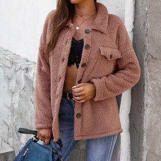 Fluffy Button Shirt Jacket
