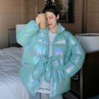 Set: Iridescent Padded Coat + Gloves